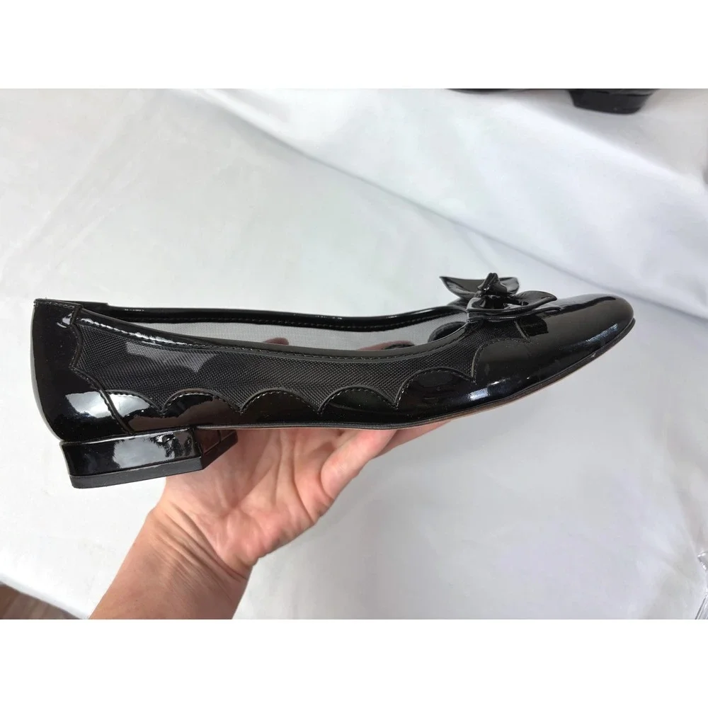 Vaneli BLack Shiny Scalloped Mesh Bow Tie 3/4